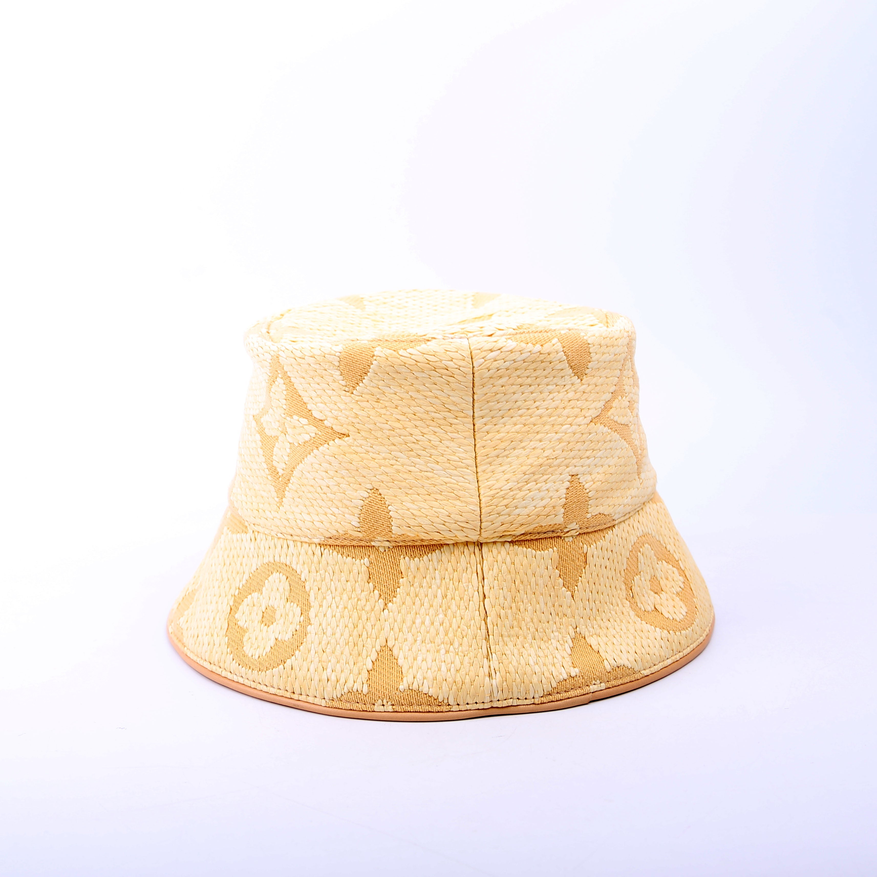 Beachview Bucket Hat Raffia/Calfskin Size Large