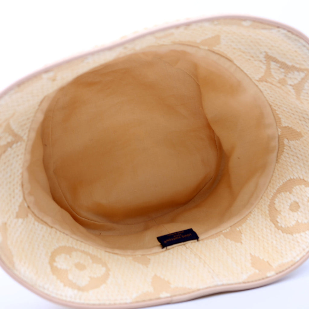 Beachview Bucket Hat Raffia/Calfskin Size Large