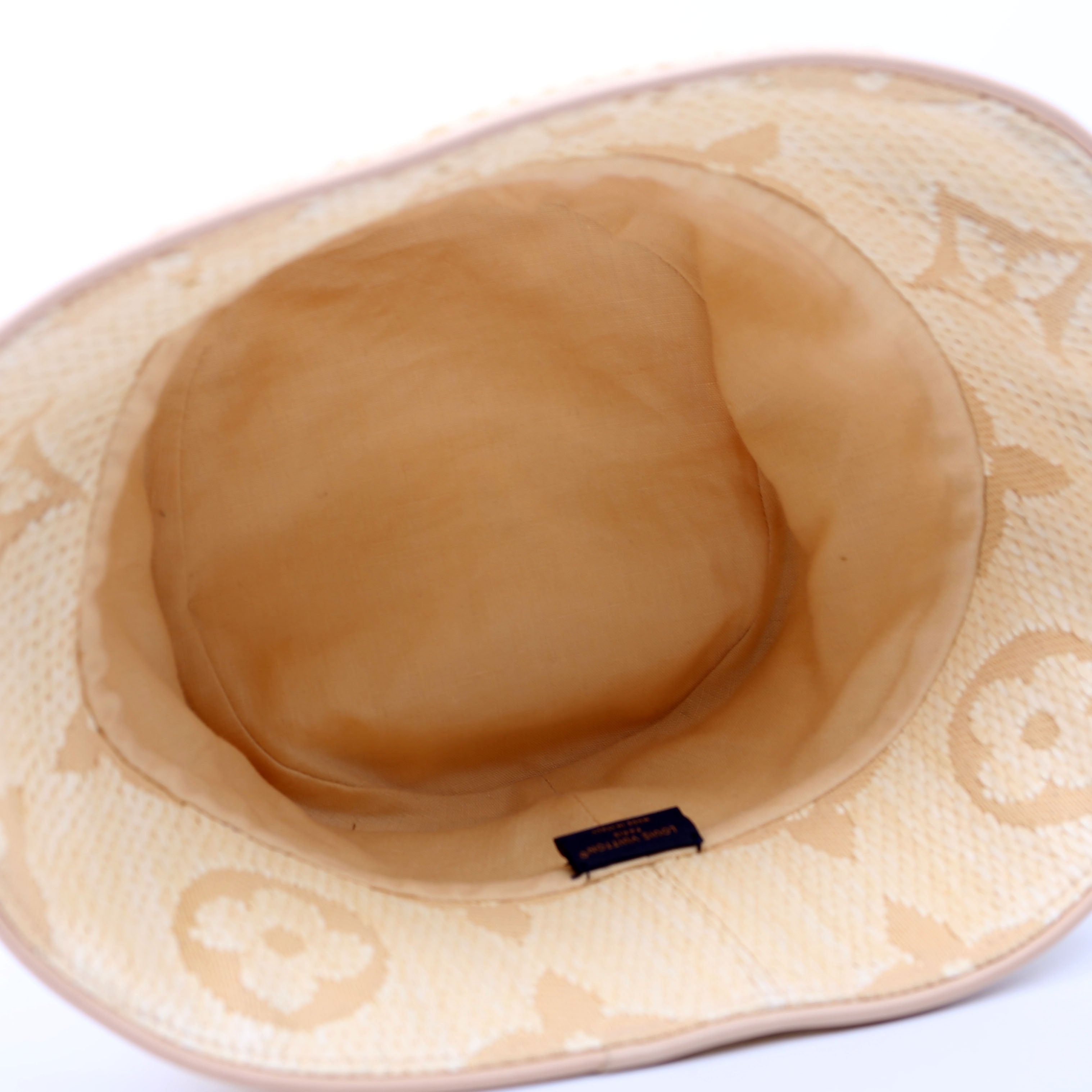 Beachview Bucket Hat Raffia/Calfskin Size Large