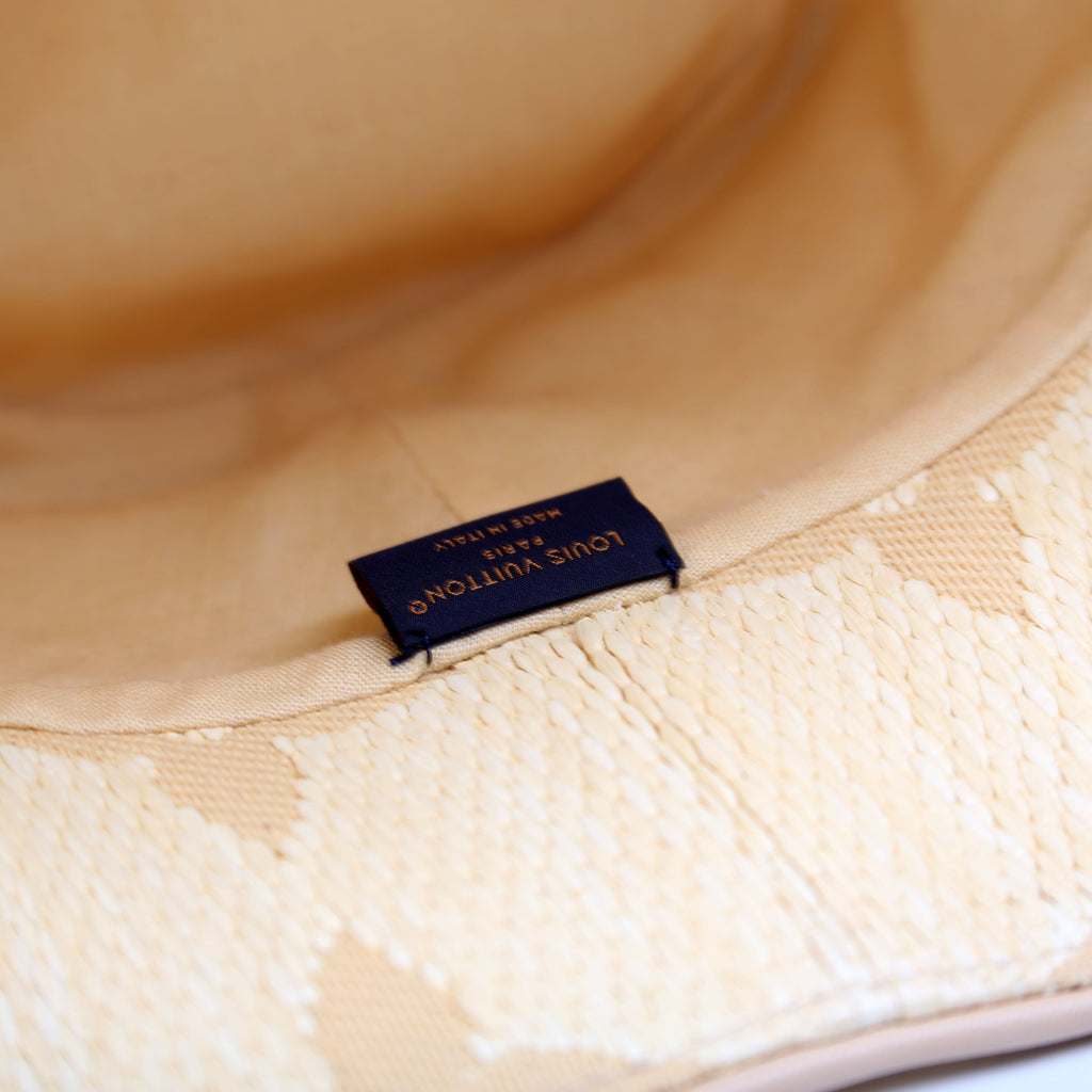 Beachview Bucket Hat Raffia/Calfskin Size Large