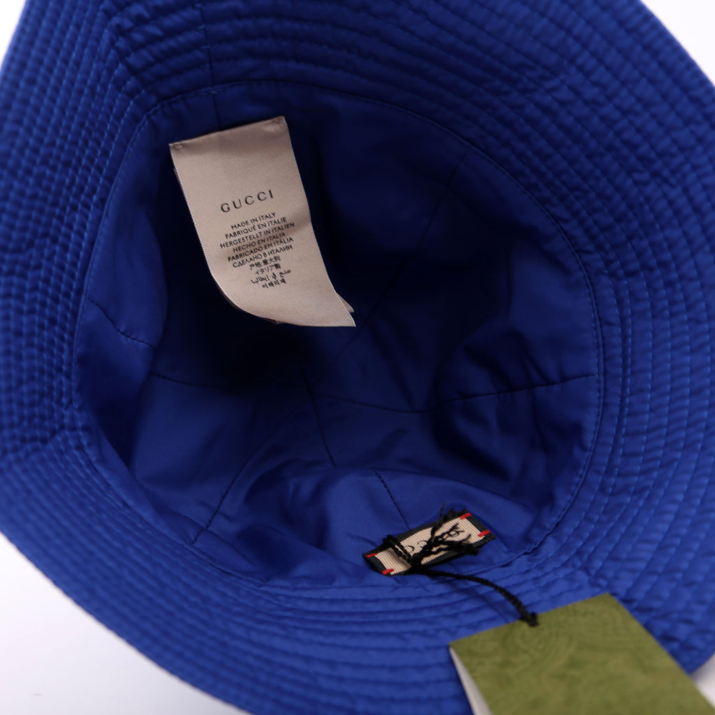 GG Marmont Nylon Bucket Hat Size Medium Blue