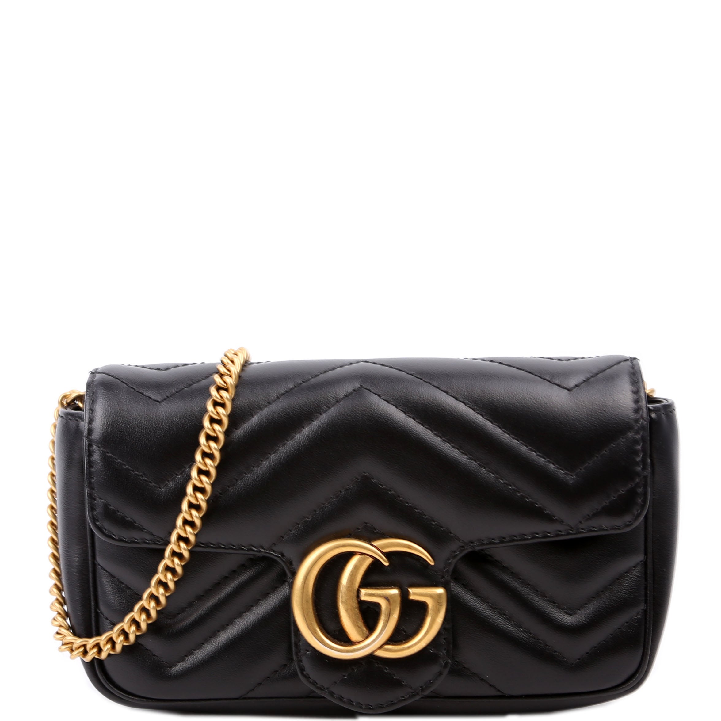 476433 Marmont Leather Super Mini Flap Black