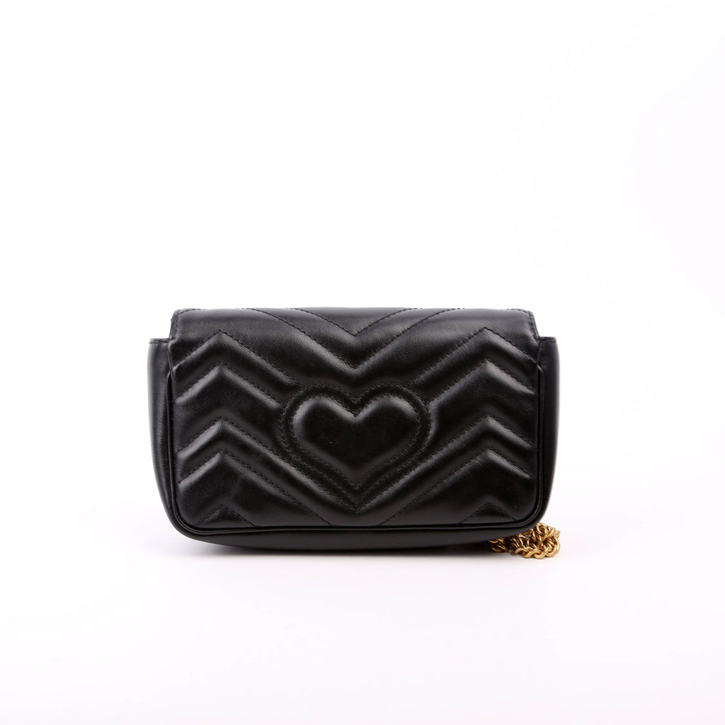 476433 Marmont Leather Super Mini Flap Black