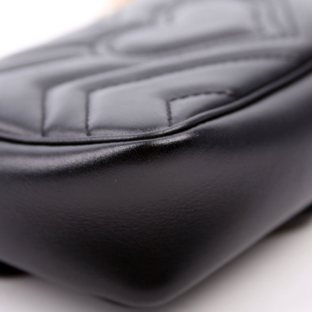 476433 Marmont Leather Super Mini Flap Black