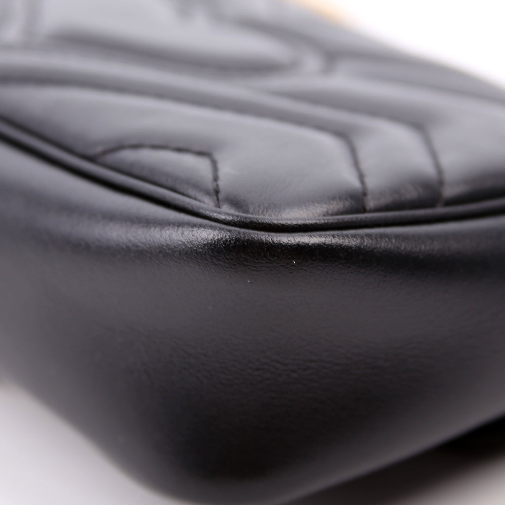 476433 Marmont Leather Super Mini Flap Black