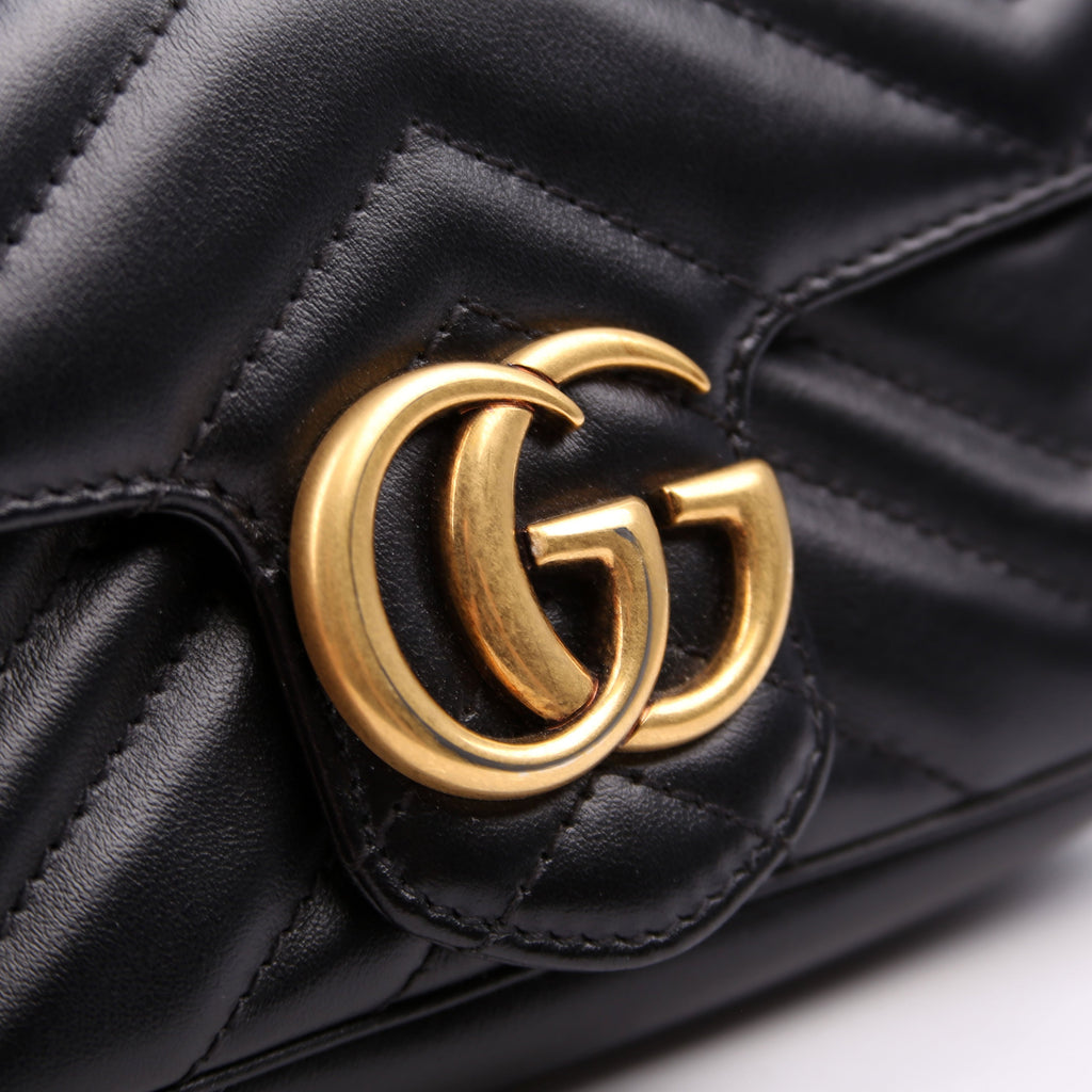 476433 Marmont Leather Super Mini Flap Black