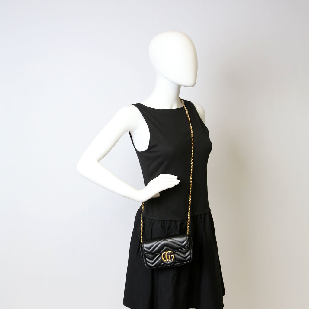 476433 Marmont Leather Super Mini Flap Black