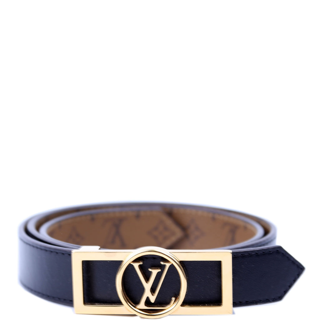 Dauphine 25MM Reverse Monogram/Leather Belt Size 80/32