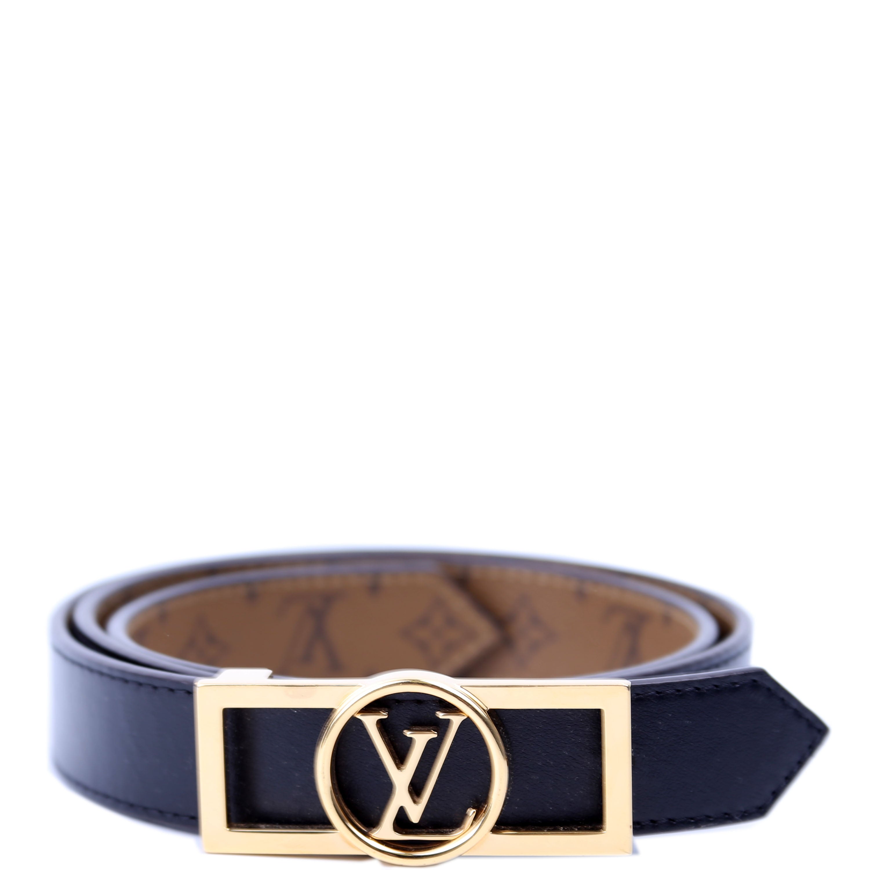 Dauphine 25MM Reverse Monogram/Leather Belt Size 80/32