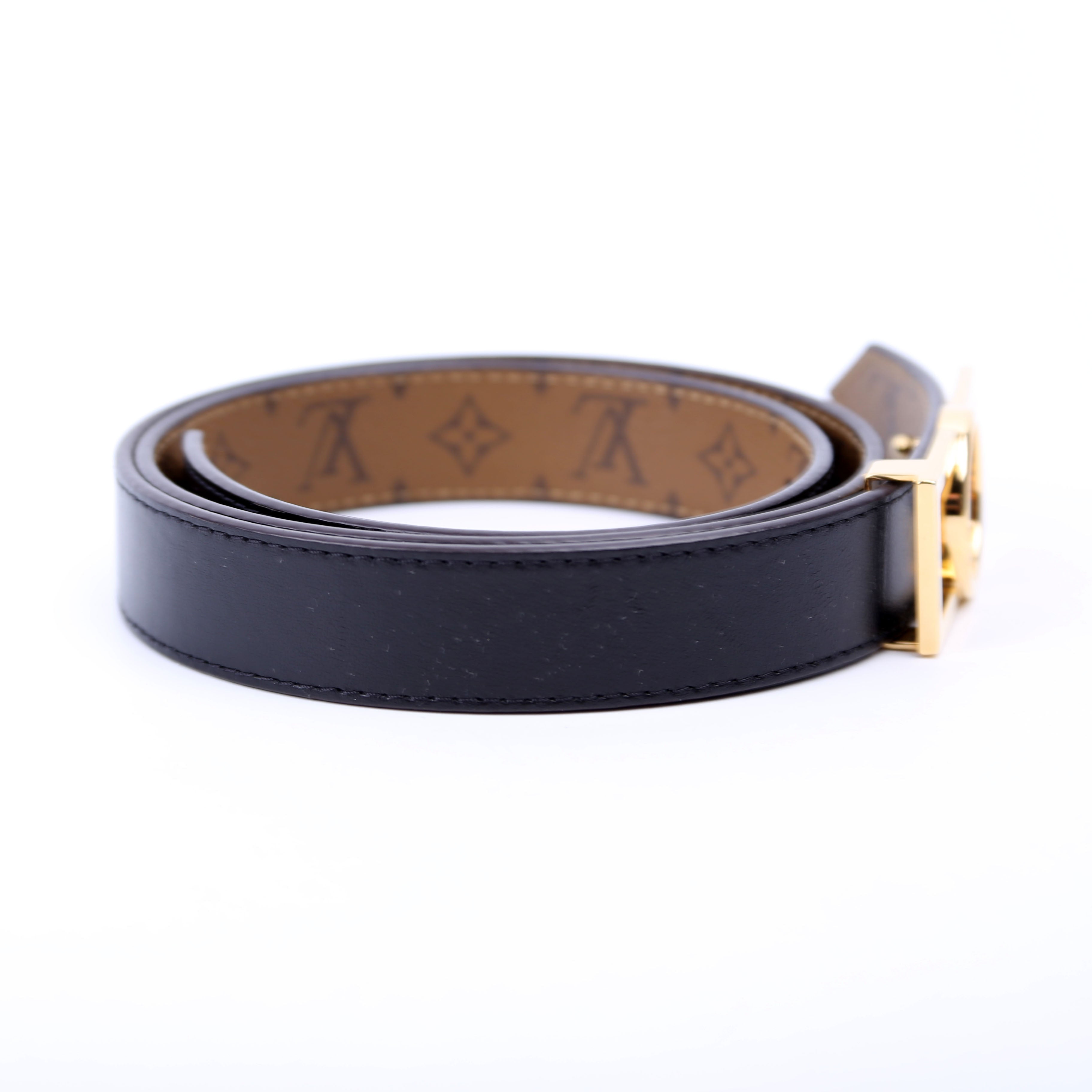 Dauphine 25MM Reverse Monogram/Leather Belt Size 80/32