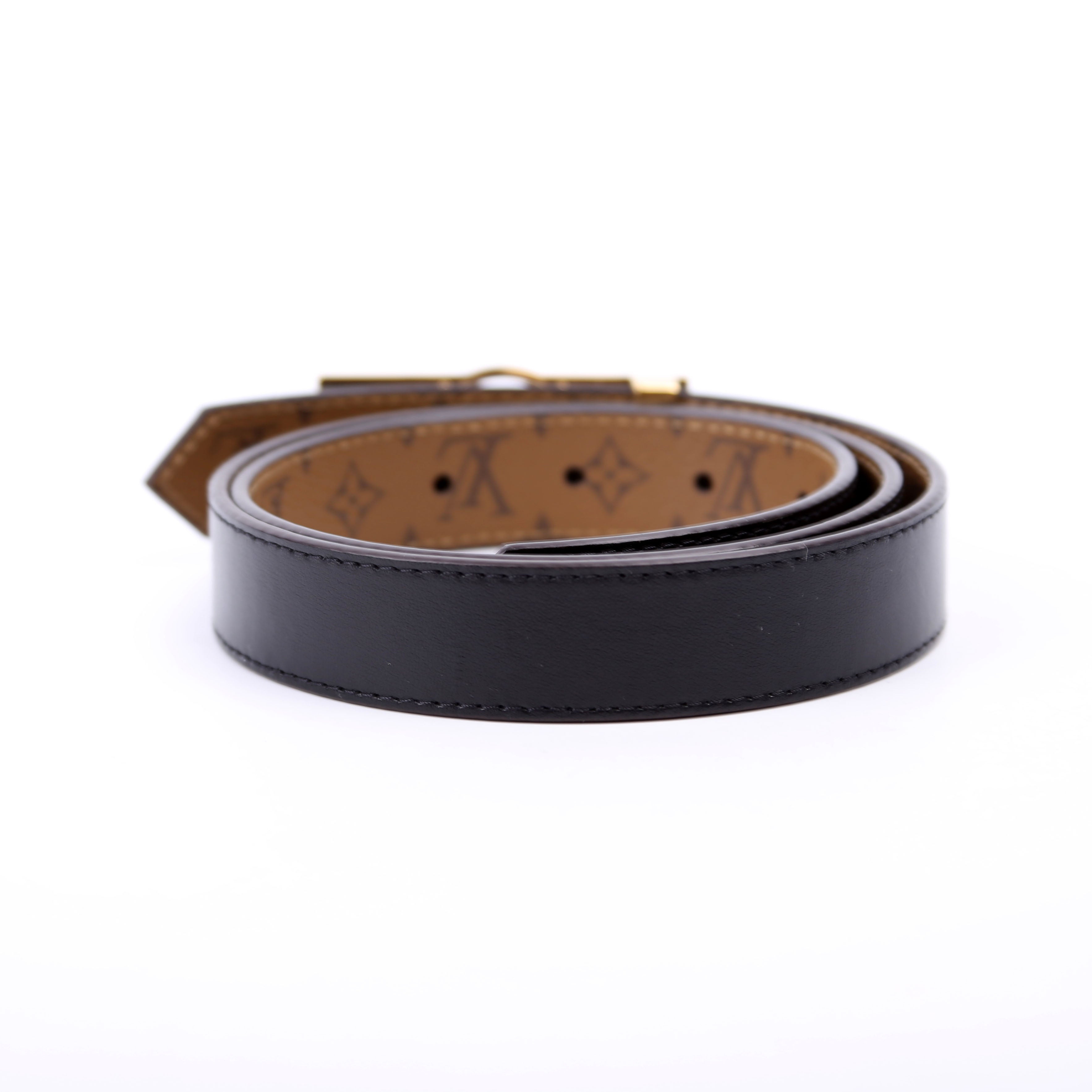 Dauphine 25MM Reverse Monogram/Leather Belt Size 80/32