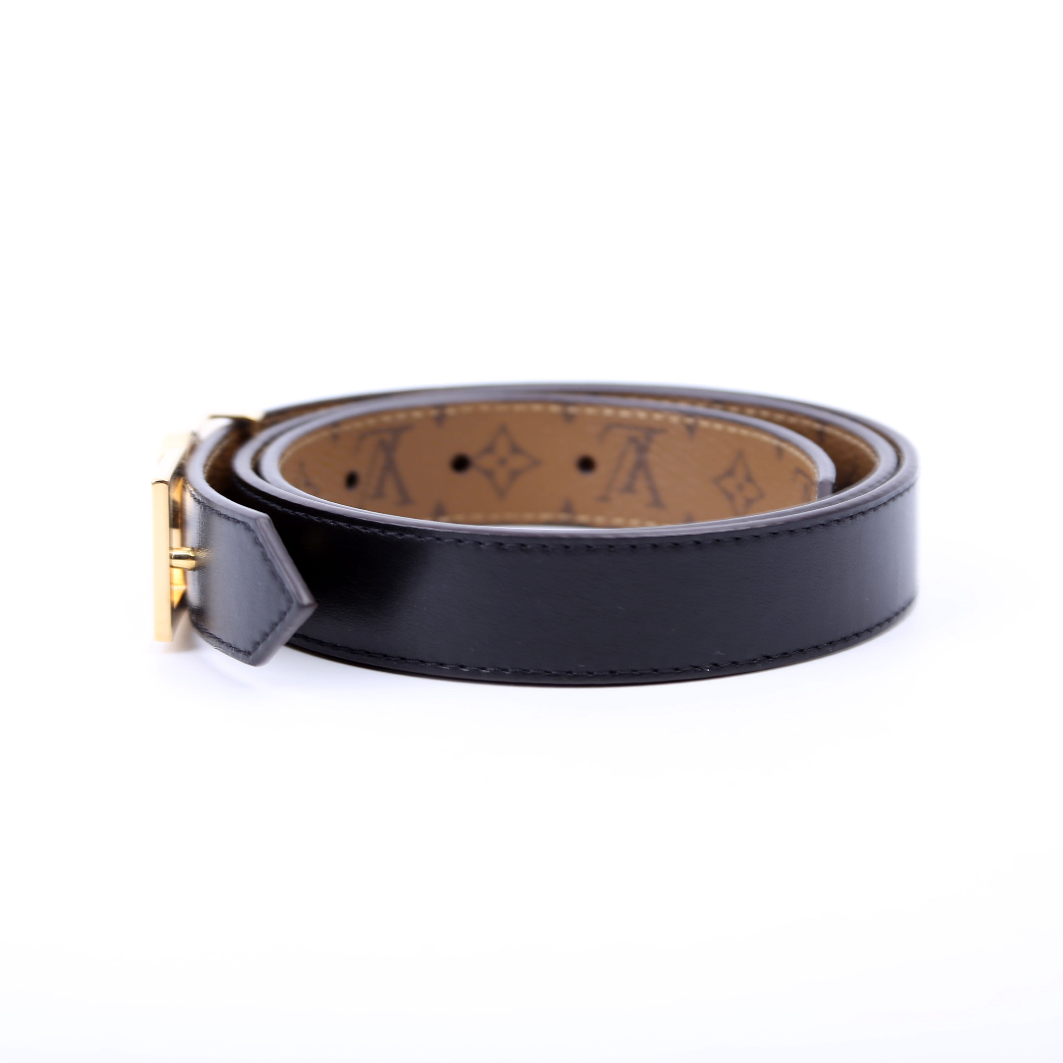 Dauphine 25MM Reverse Monogram/Leather Belt Size 80/32