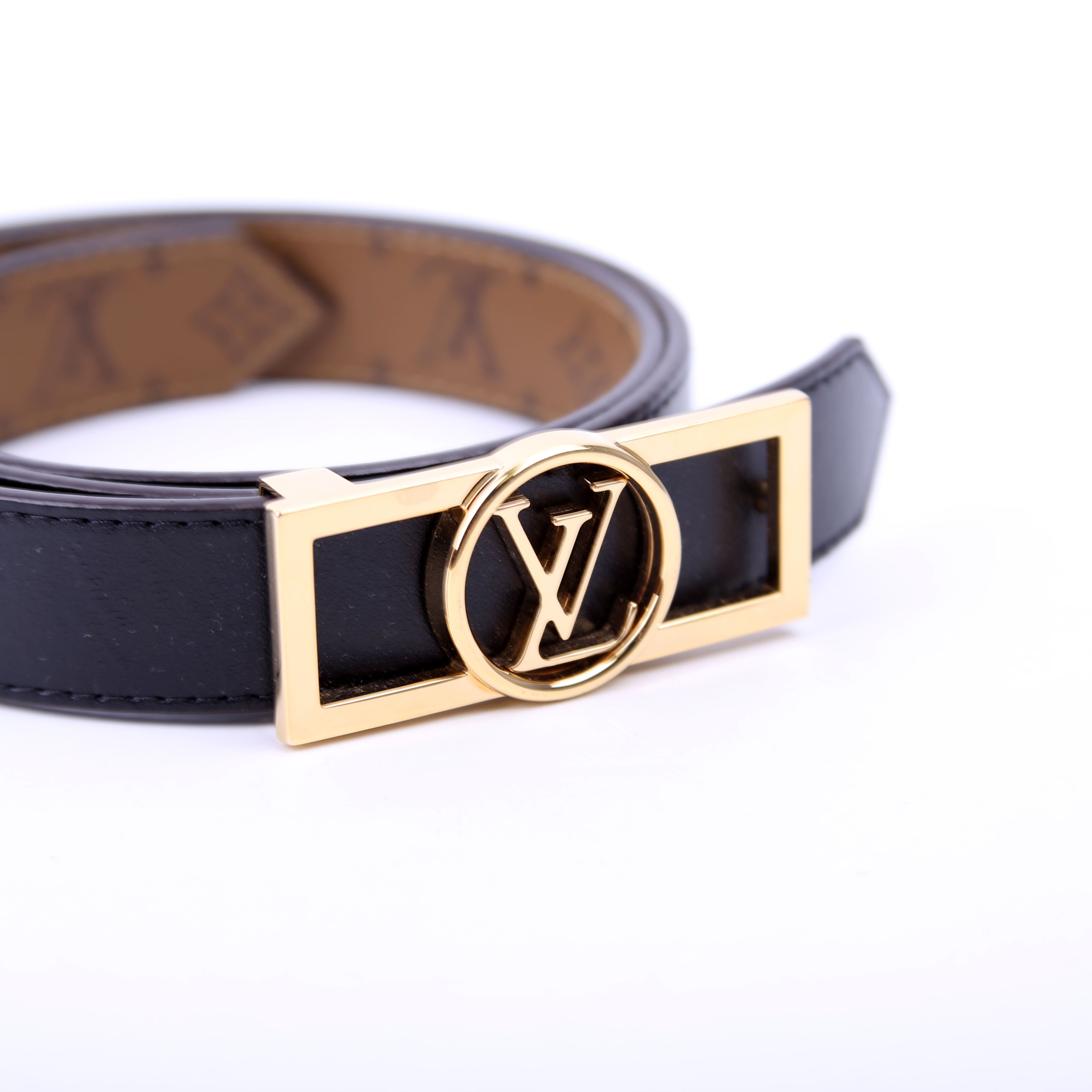 Dauphine 25MM Reverse Monogram/Leather Belt Size 80/32