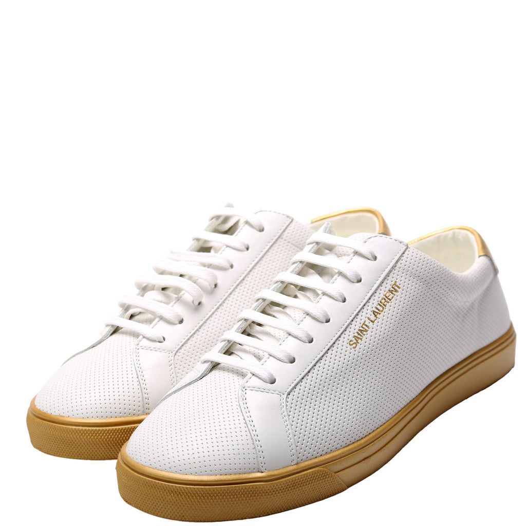 SAINT LAURENT Court Classic Sneakers Size 40 White/Gold
