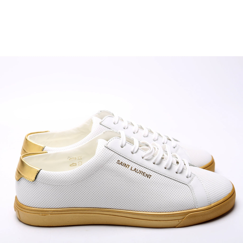 SAINT LAURENT Court Classic Sneakers Size 40 White/Gold
