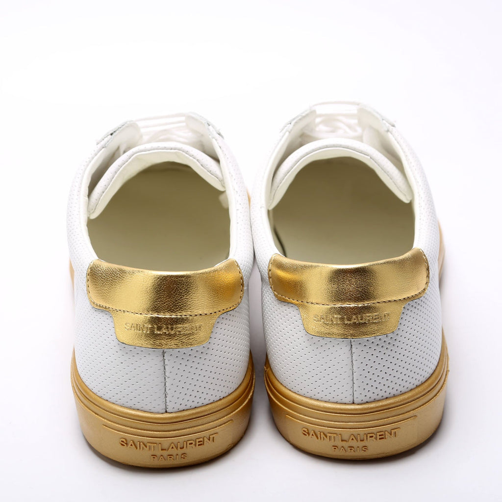 SAINT LAURENT Court Classic Sneakers Size 40 White/Gold