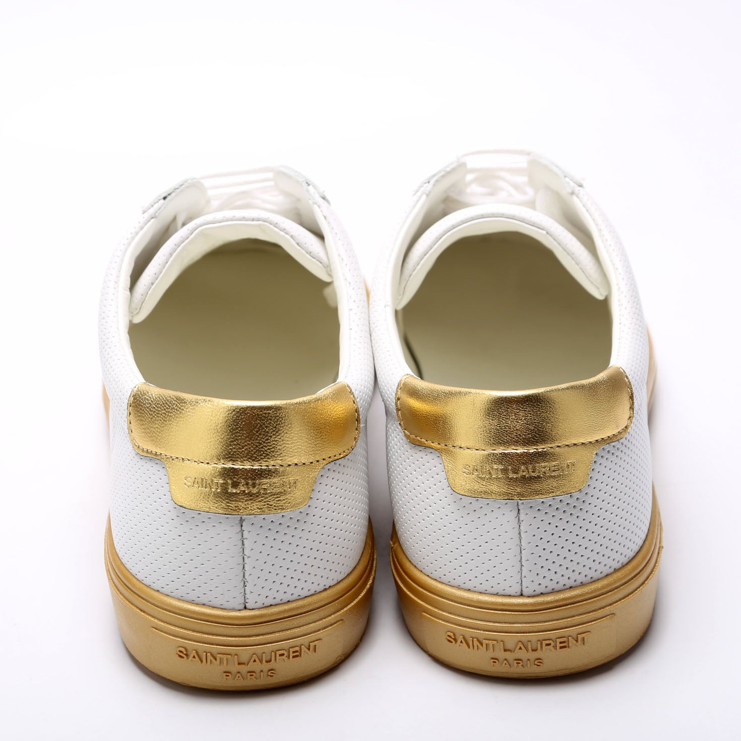 SAINT LAURENT Court Classic Sneakers Size 40 White/Gold