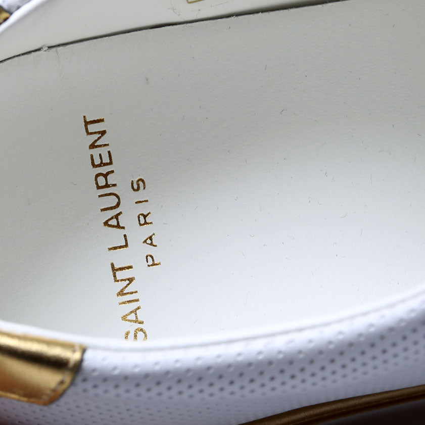 SAINT LAURENT Court Classic Sneakers Size 40 White/Gold