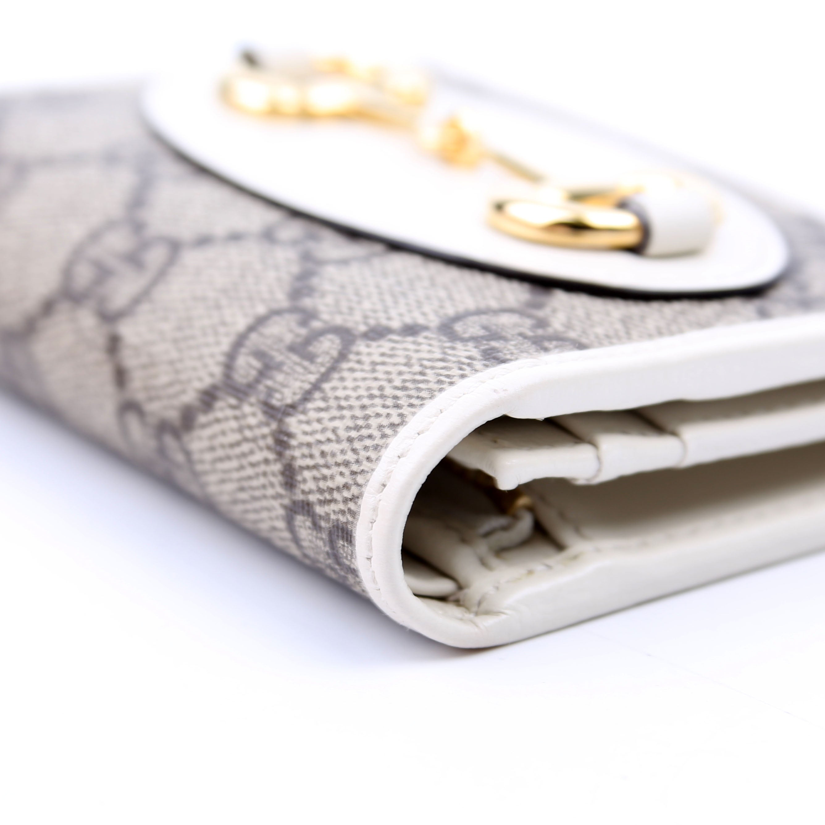 Gucci 621887 Horsebit 1955 Supreme Card Case White