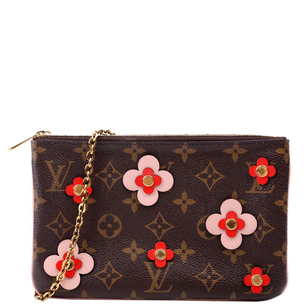 Double Zip Pochette Blooming Flowers Monogram