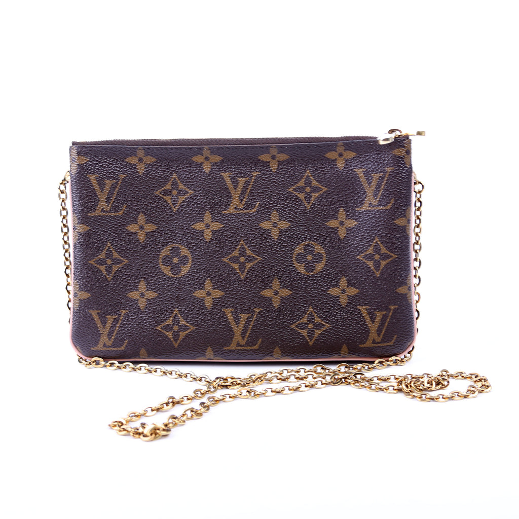 Double Zip Pochette Blooming Flowers Monogram