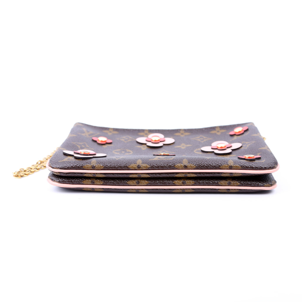 Double Zip Pochette Blooming Flowers Monogram