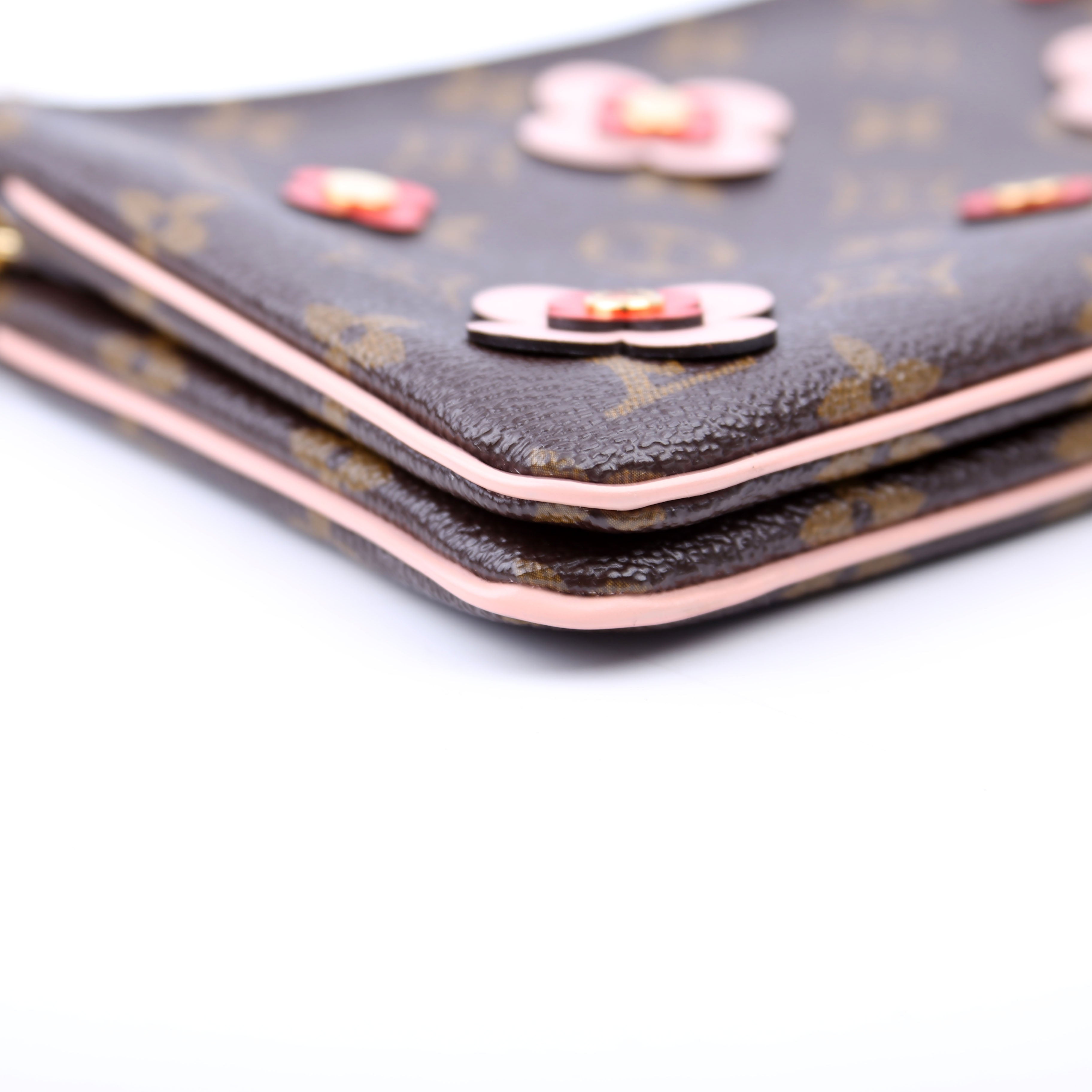 Double Zip Pochette Blooming Flowers Monogram