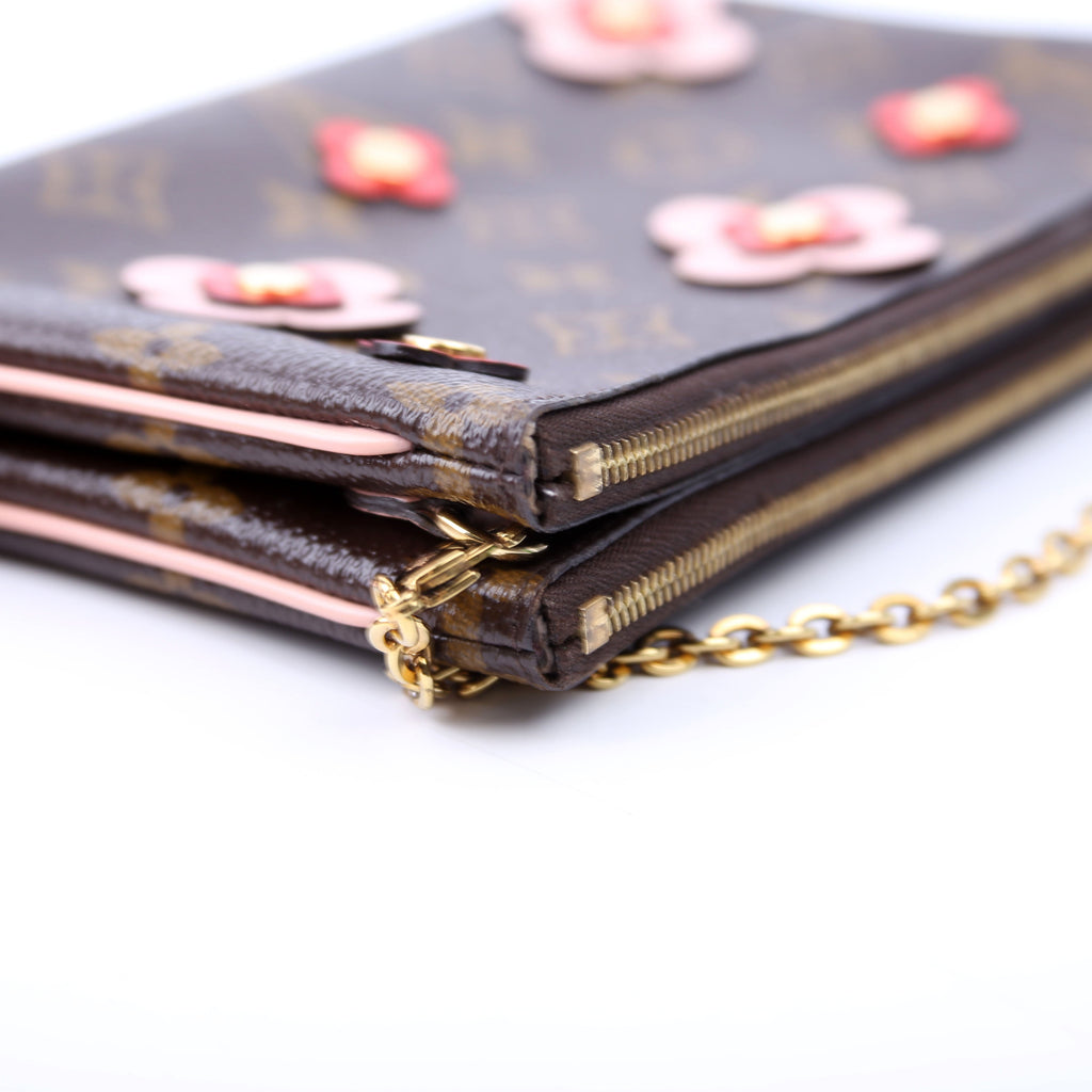 Double Zip Pochette Blooming Flowers Monogram