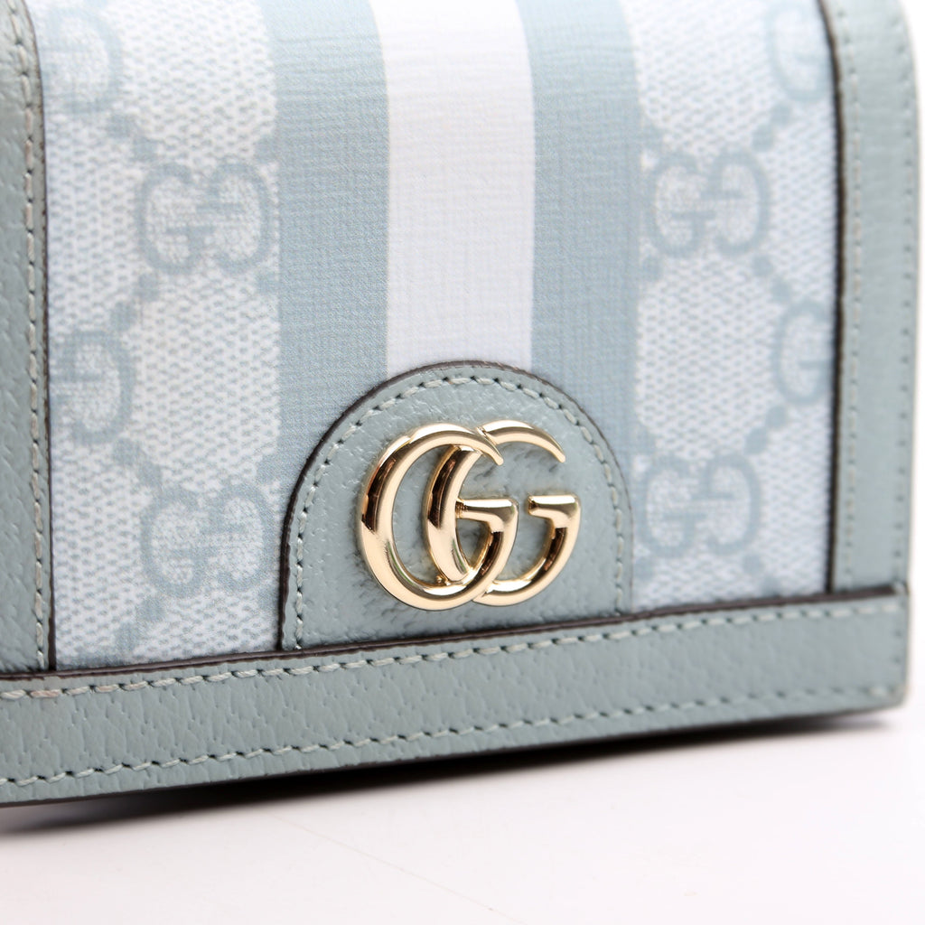 523155 Ophidia GG Card Case Wallet Blue