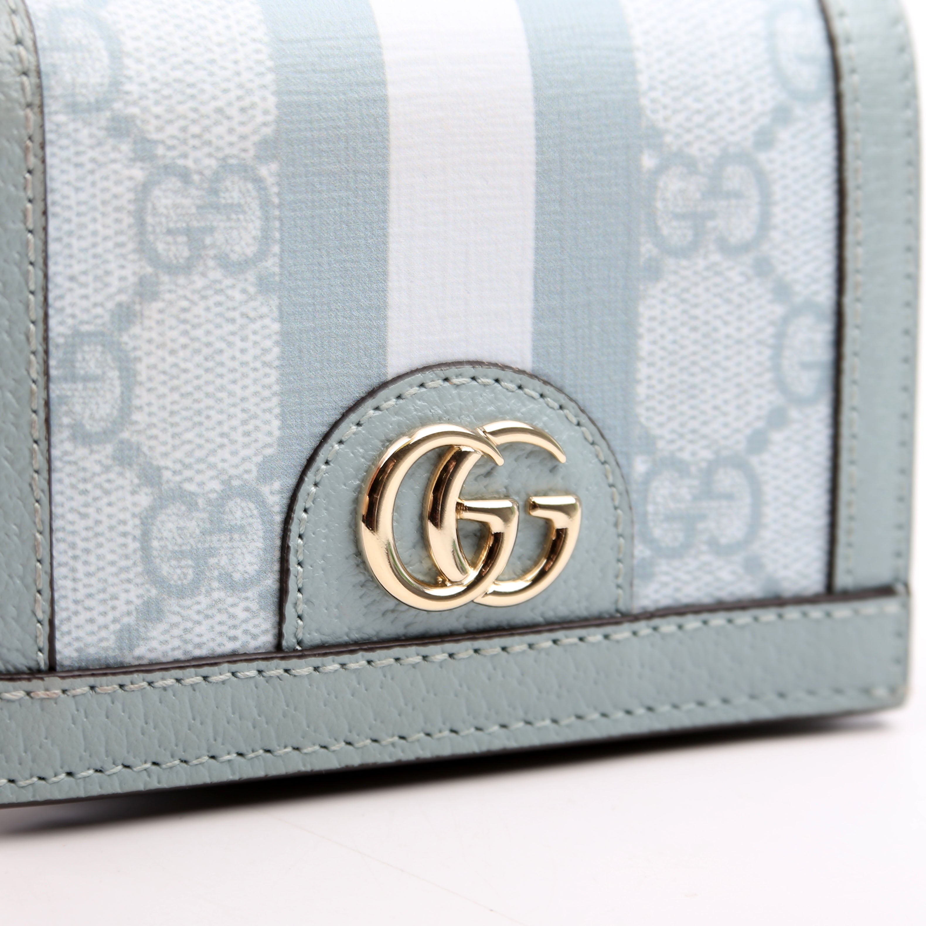 523155 Ophidia GG Card Case Wallet Blue