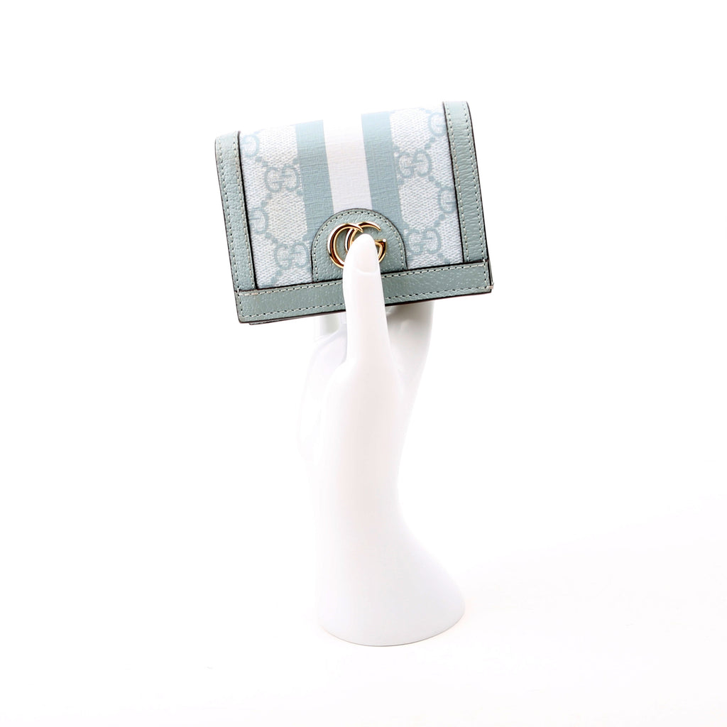 523155 Ophidia GG Card Case Wallet Blue