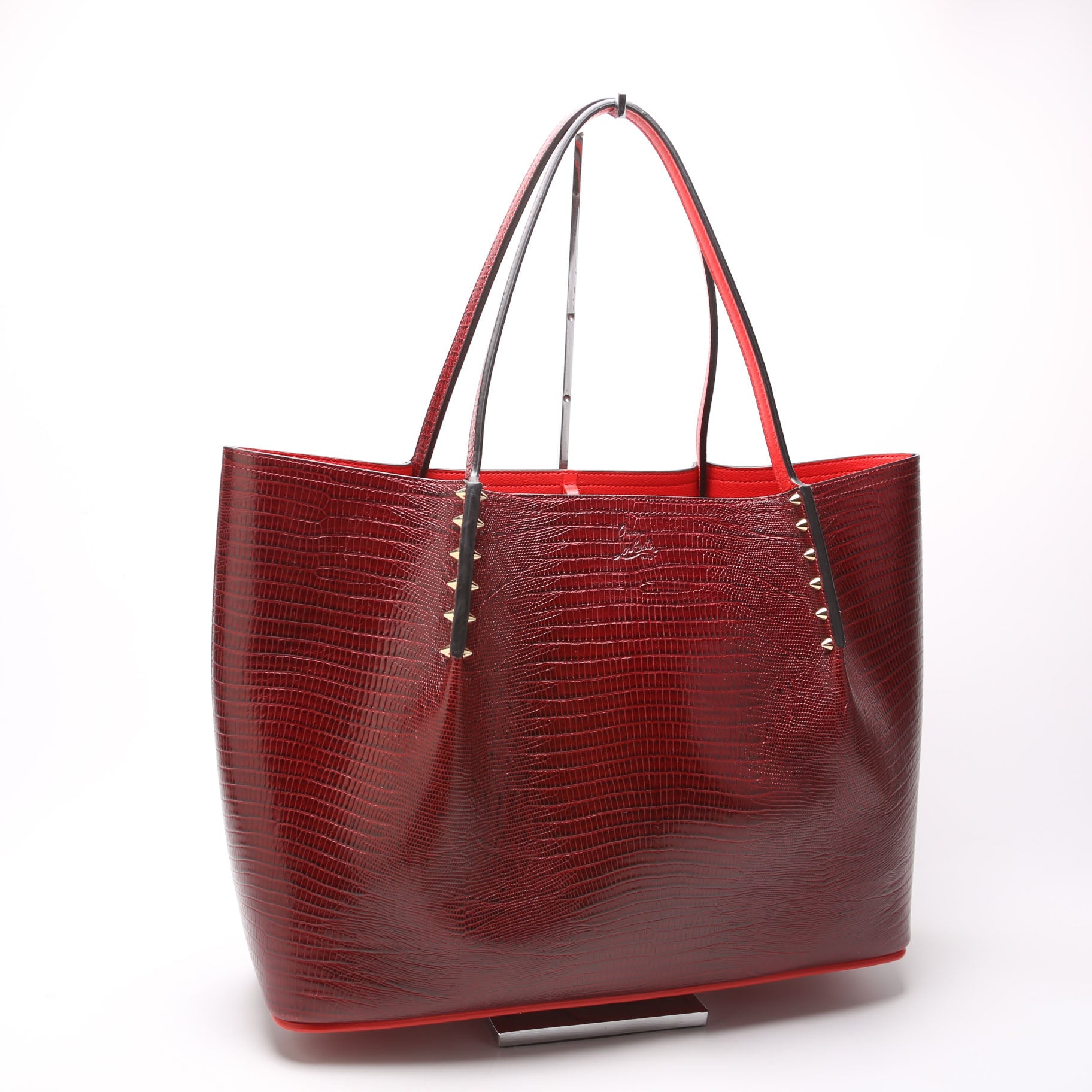 Cabarock Snake Embossed Large Tote Red