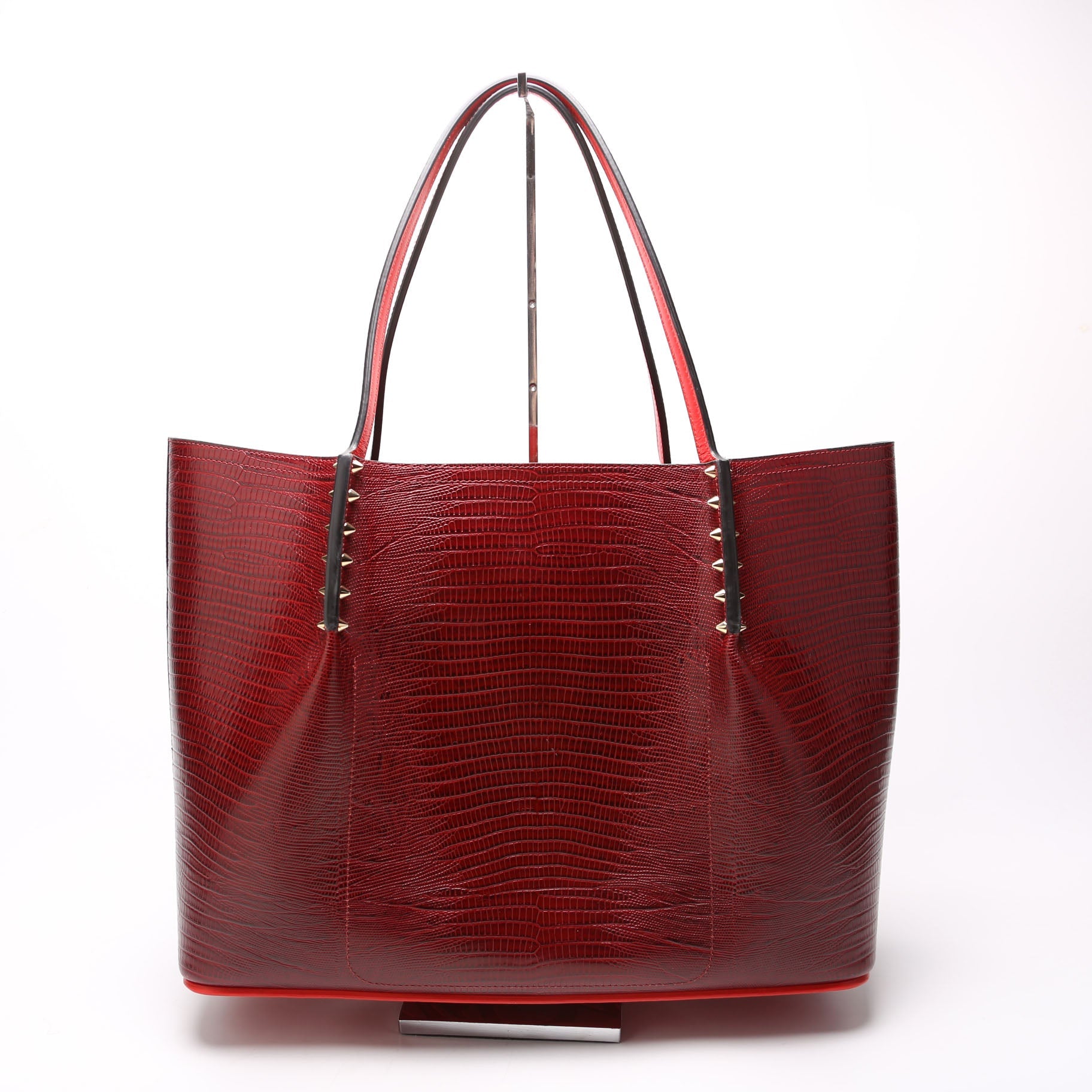 Cabarock Snake Embossed Large Tote Red