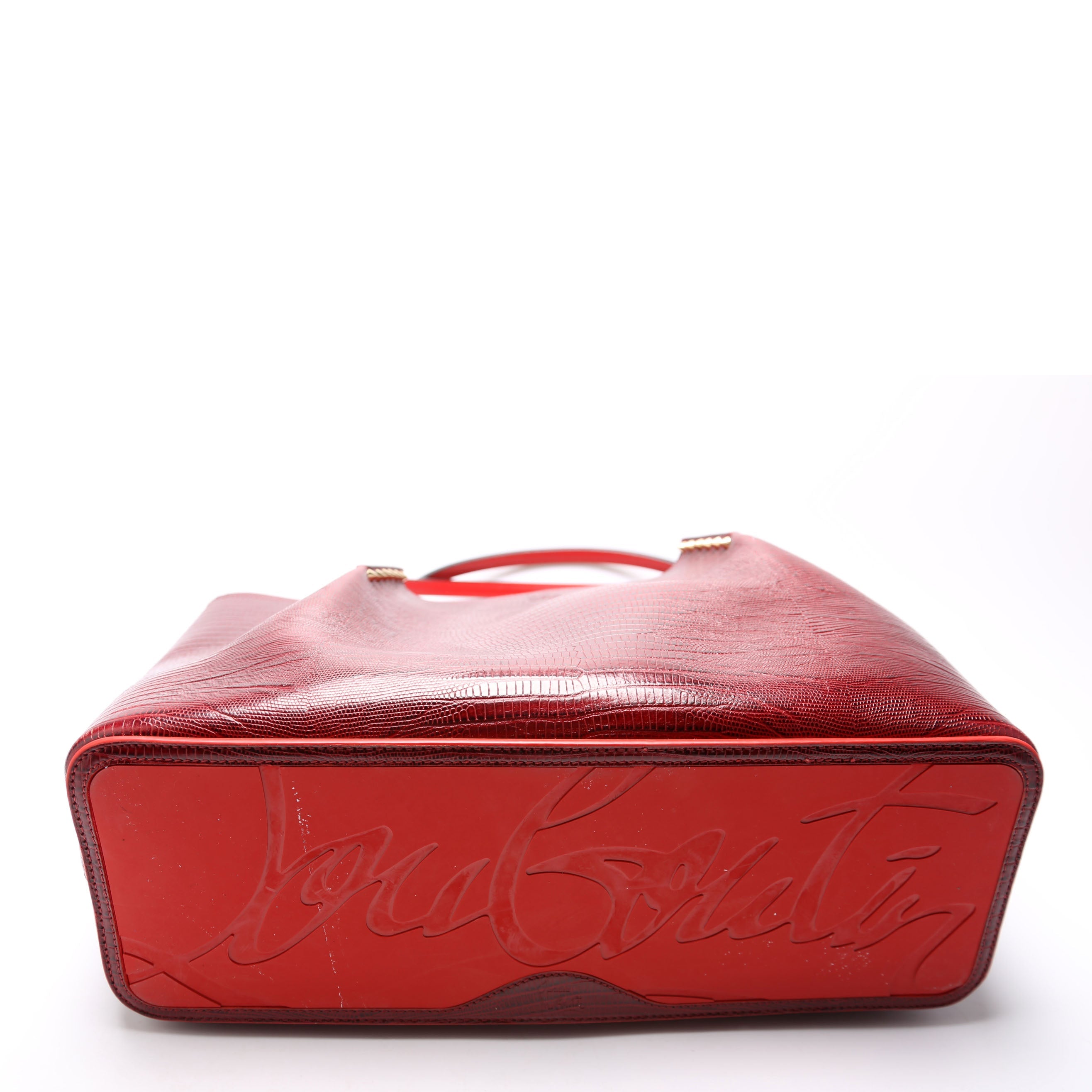 Cabarock Snake Embossed Large Tote Red
