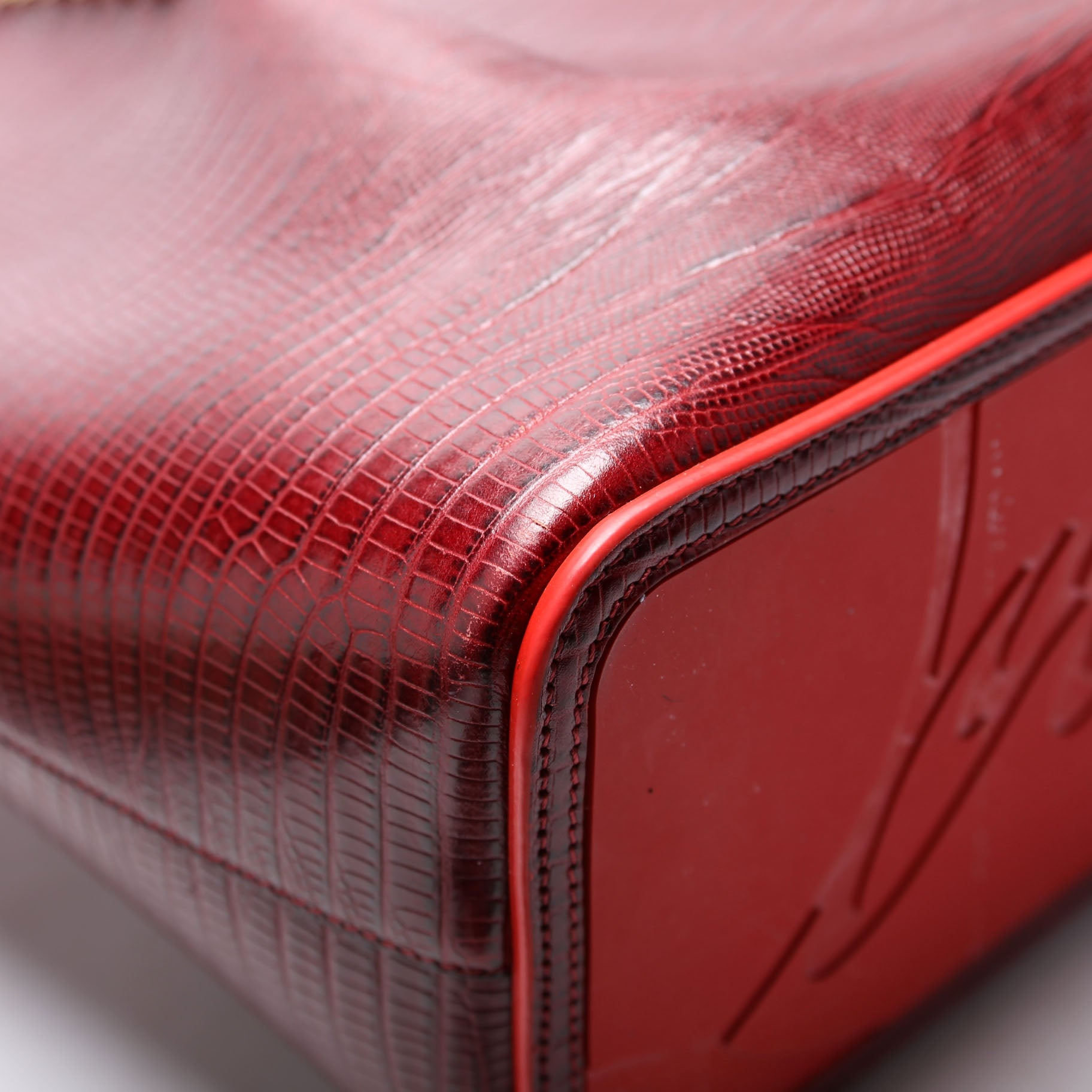Cabarock Snake Embossed Large Tote Red