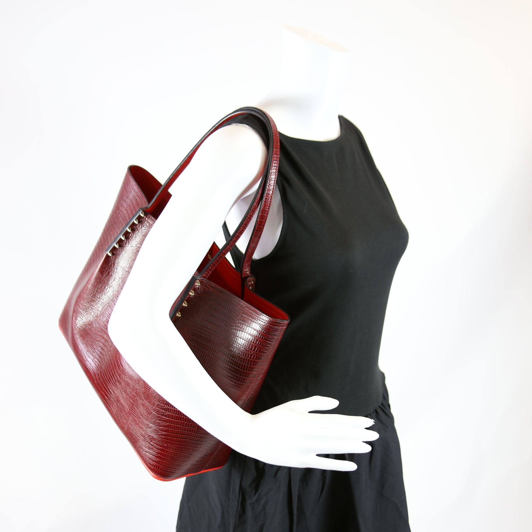Cabarock Snake Embossed Large Tote Red