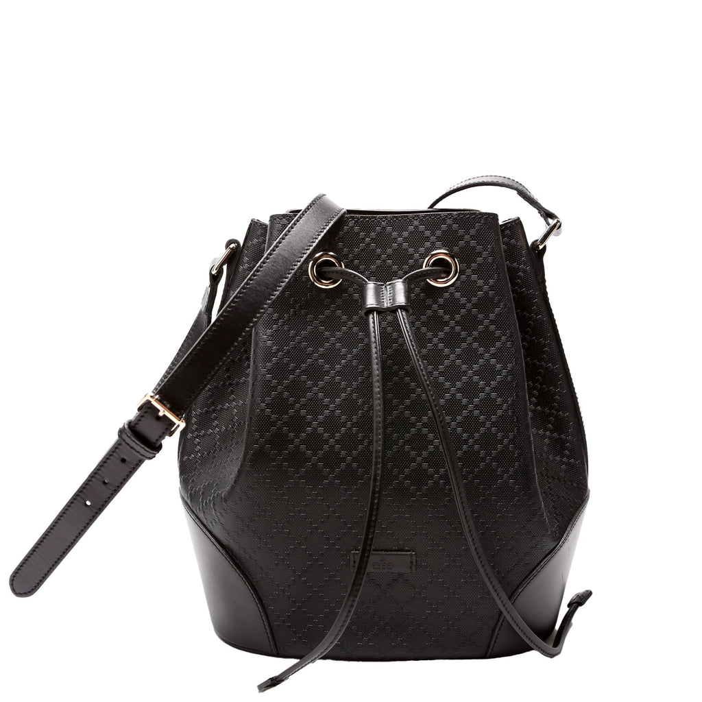 354228 Diamante Leather Bucket Medium Black