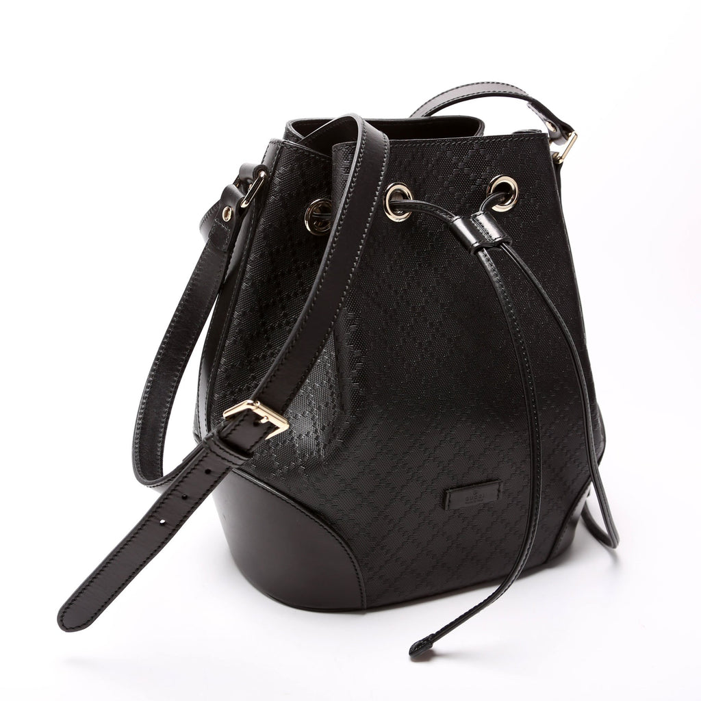 354228 Diamante Leather Bucket Medium Black