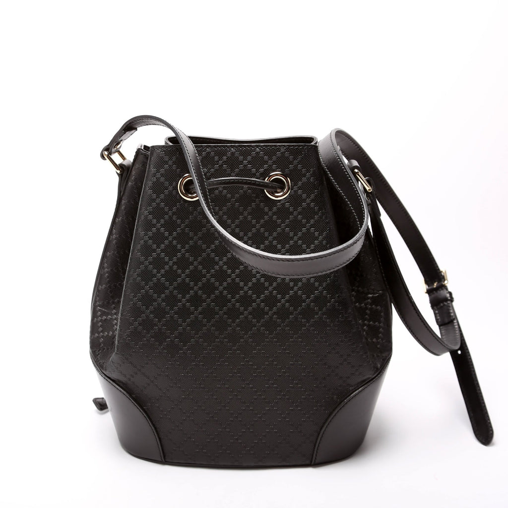 354228 Diamante Leather Bucket Medium Black