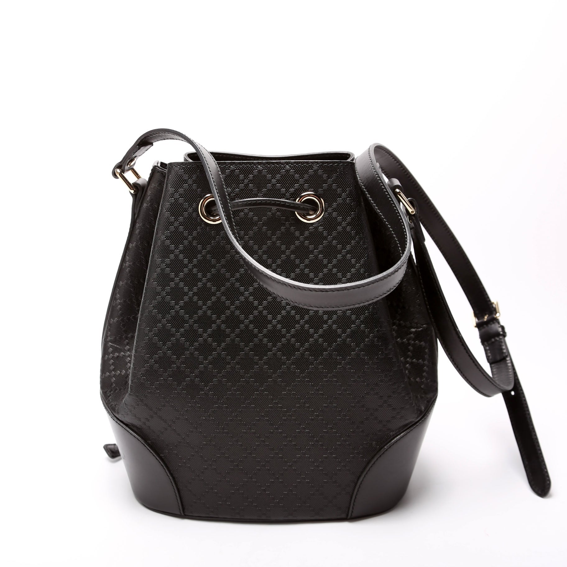 354228 Diamante Leather Bucket Medium Black