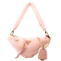 Prada Triangle Shearling Mini Bag Pink