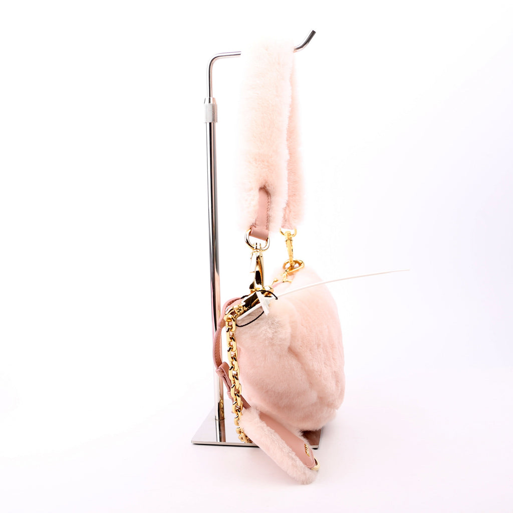 Prada Triangle Shearling Mini Bag Pink