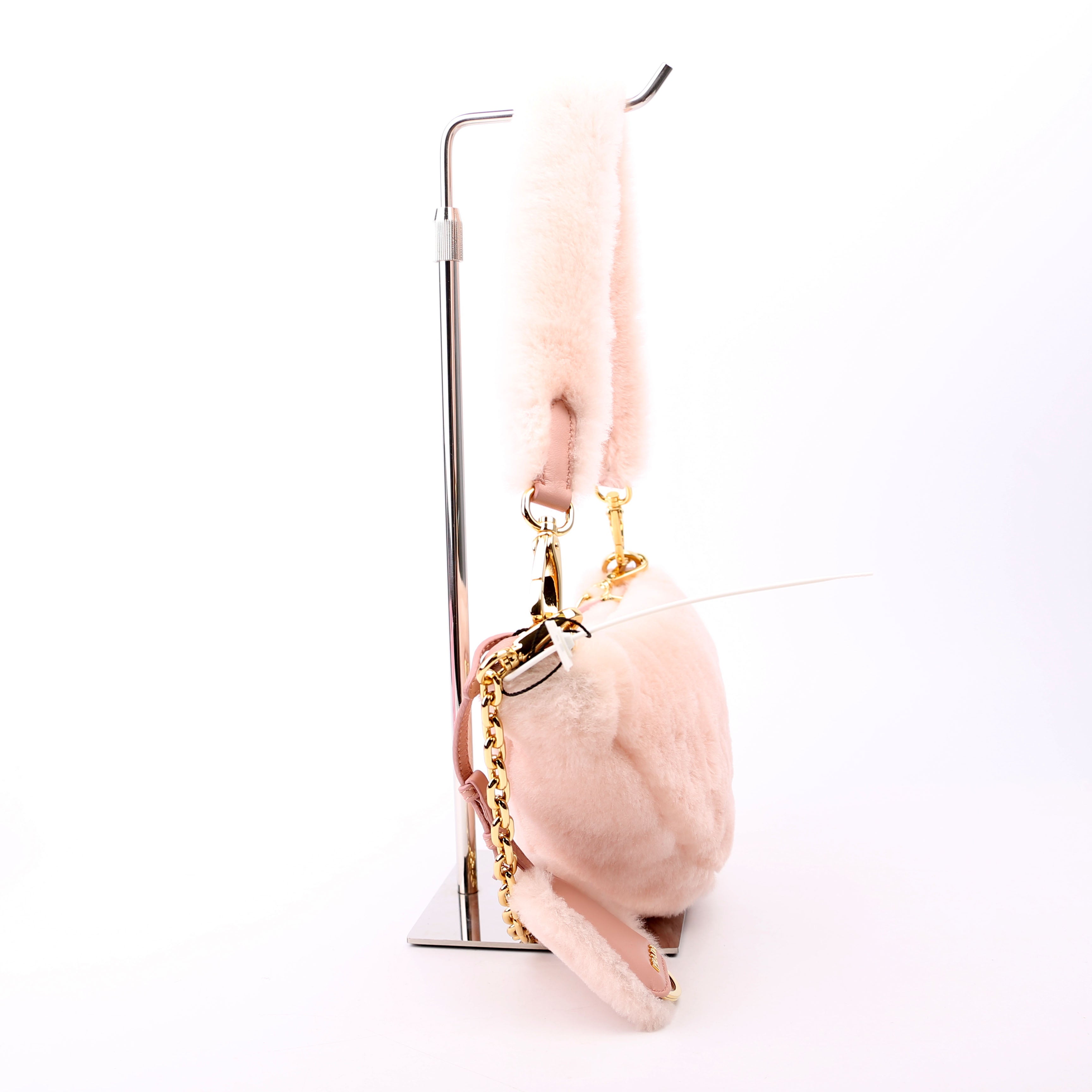 Prada Triangle Shearling Mini Bag Pink