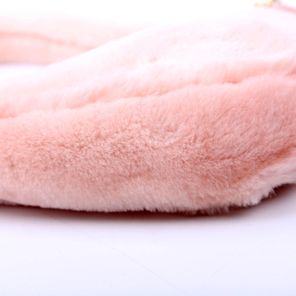 Prada Triangle Shearling Mini Bag Pink