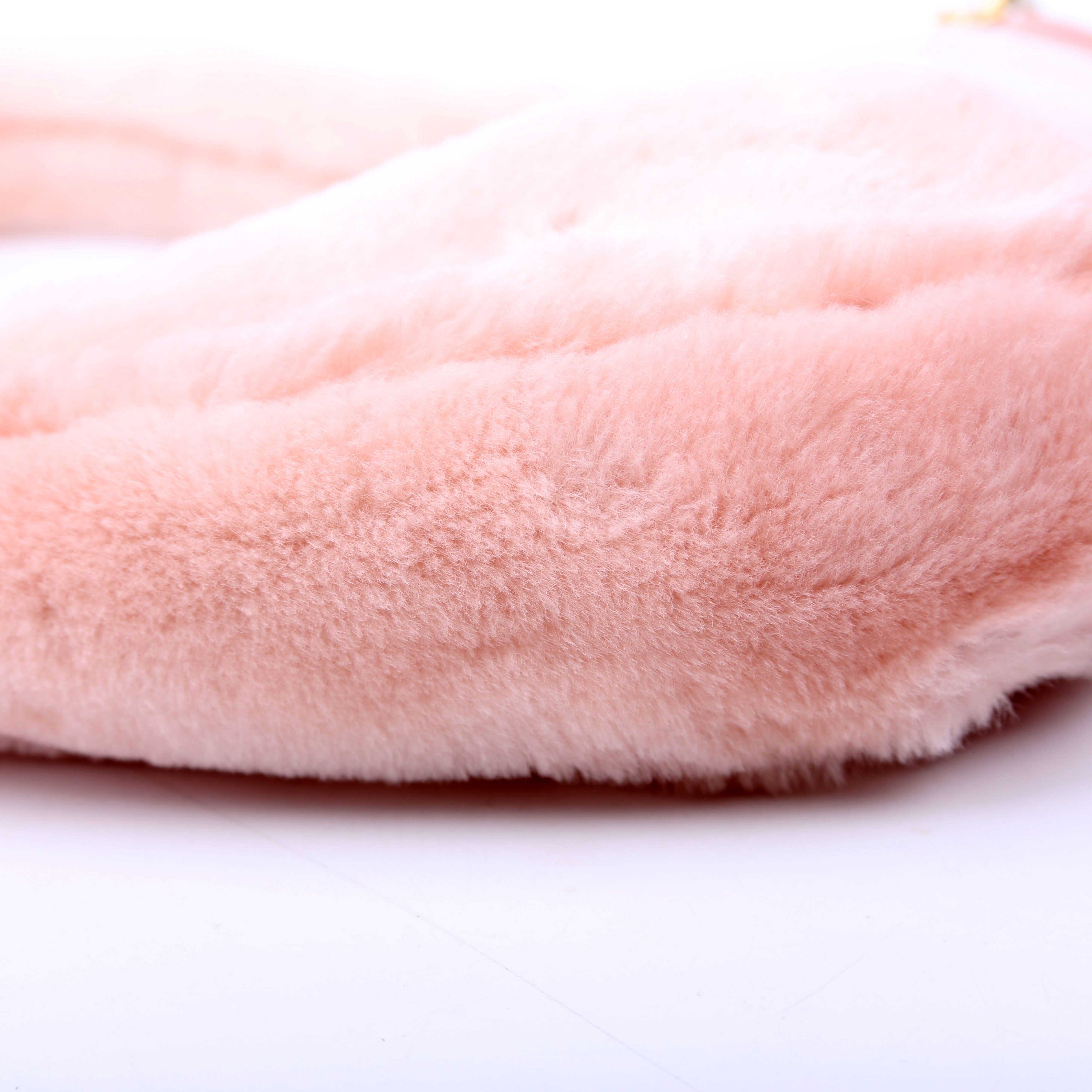 Prada Triangle Shearling Mini Bag Pink