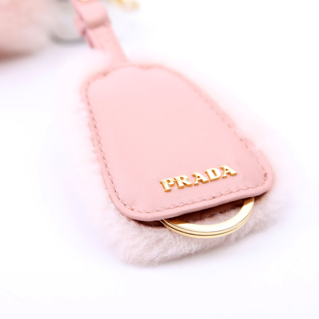 Prada Triangle Shearling Mini Bag Pink