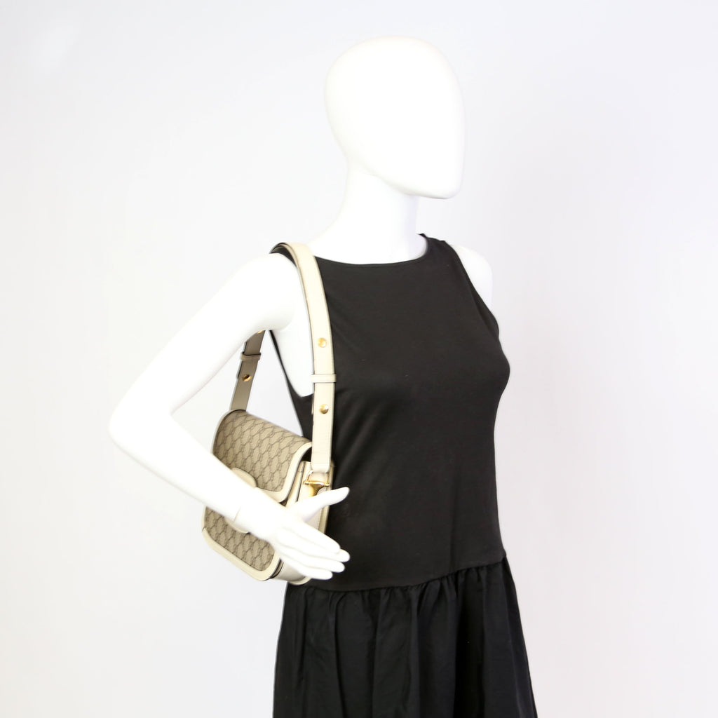 Gucci 602204 Horsebit 1955 Shoulder Bag White