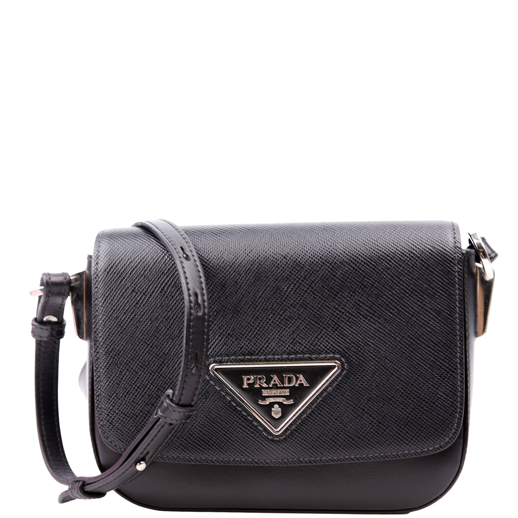 1BD249 Saffiano Flap Bag Black