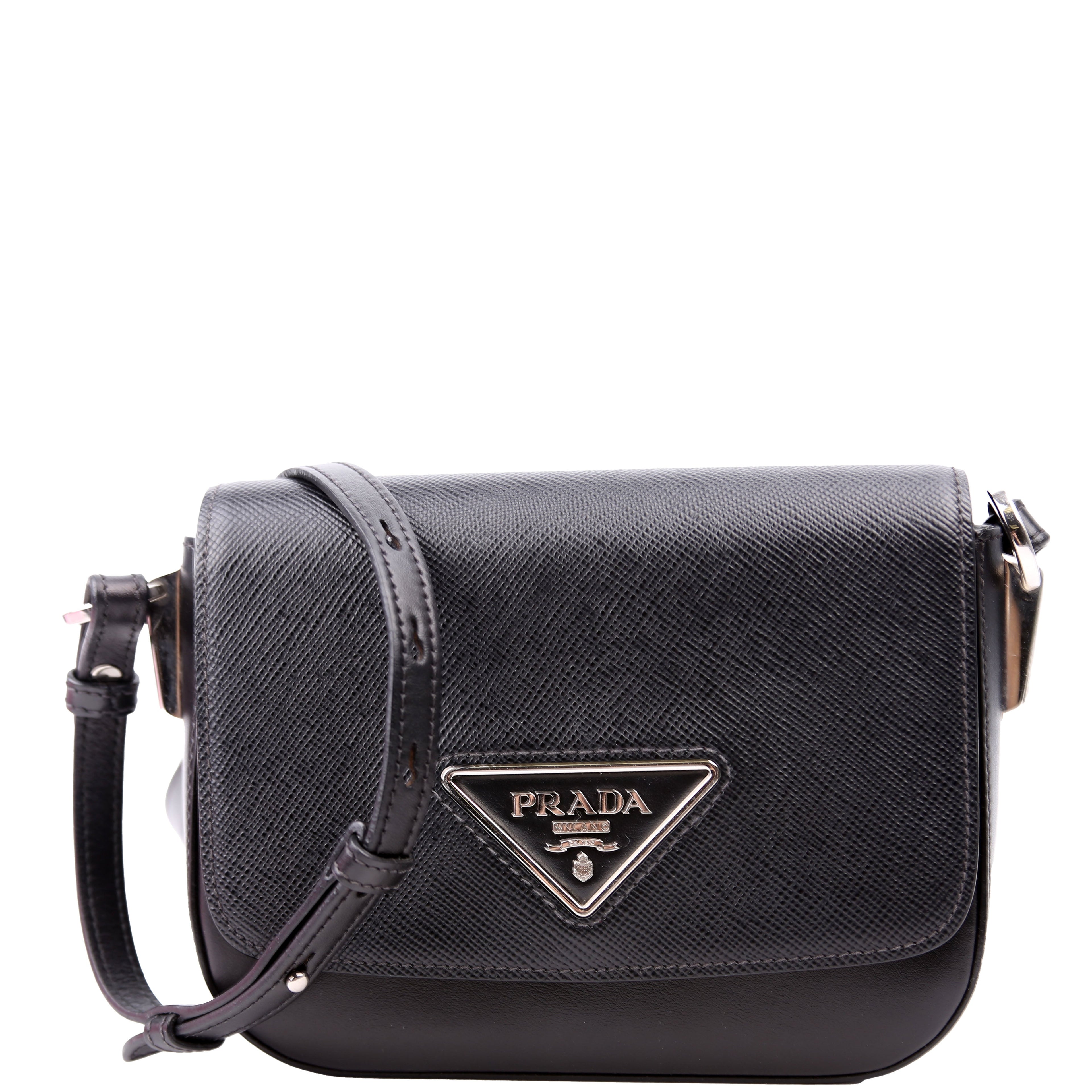 1BD249 Saffiano Flap Bag Black