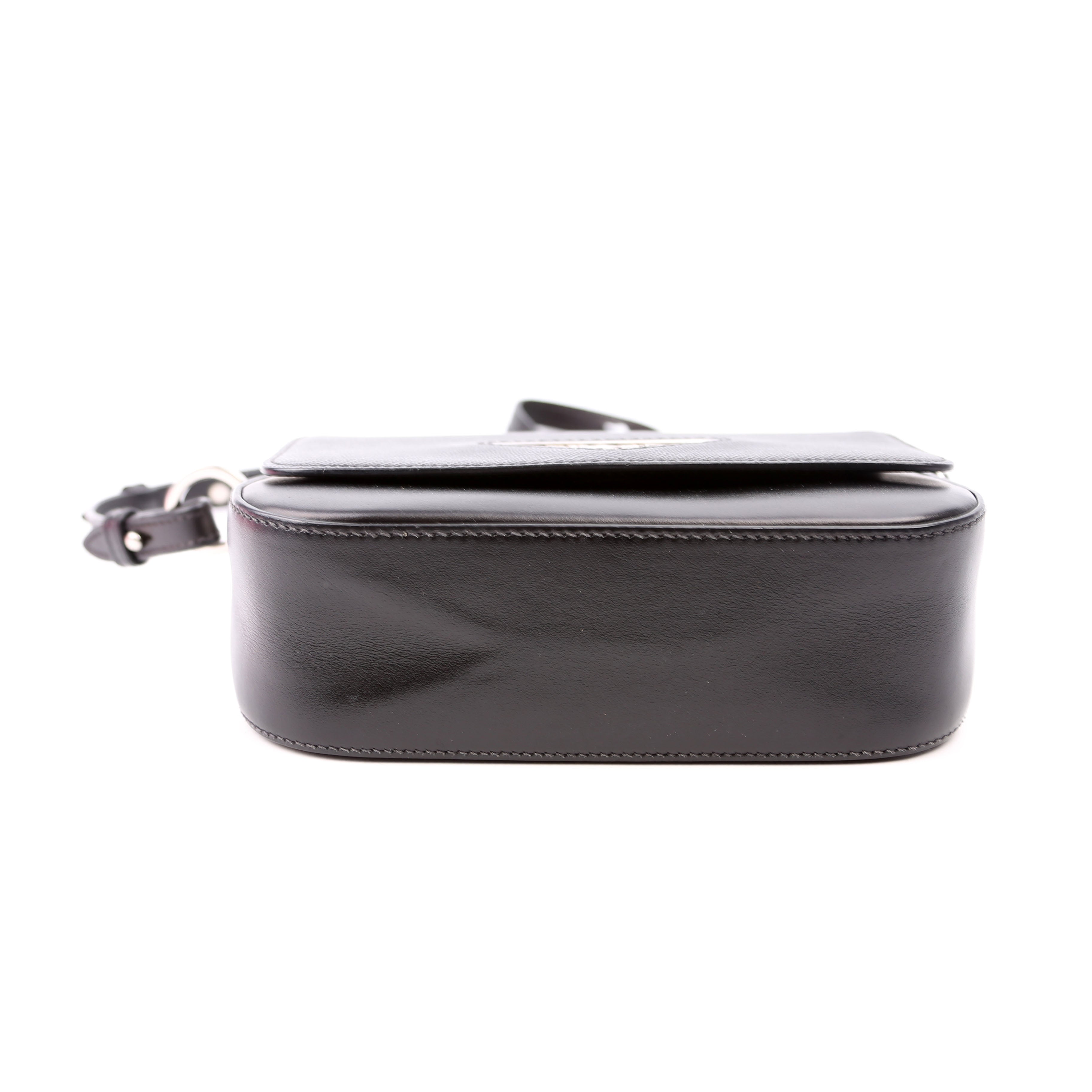 1BD249 Saffiano Flap Bag Black